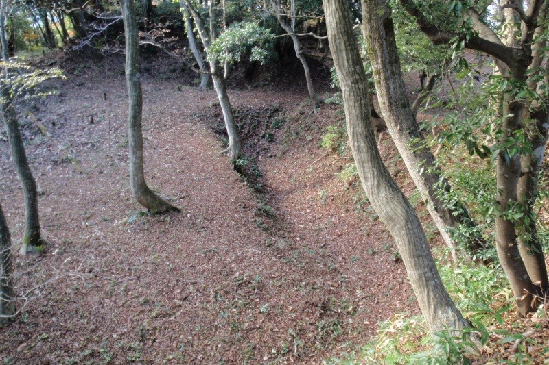 窪地状突出部から大手虎口を望む