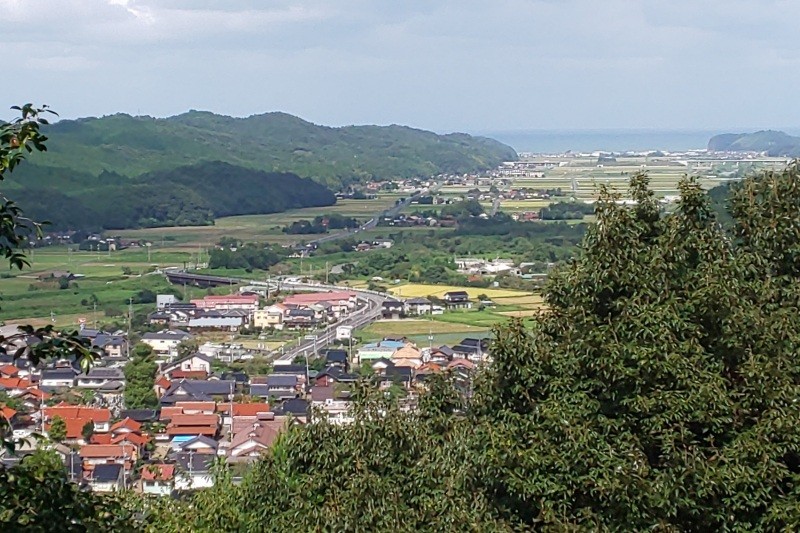 天守台から鹿野城下町を望む