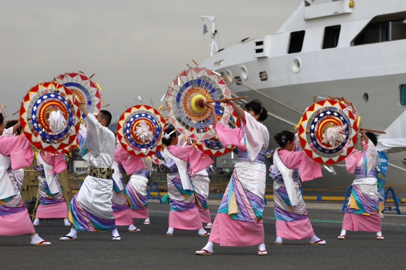 ル・ソレアル　鳥取港寄港時のお見送りの様子　画像提供：TRAIL　ON