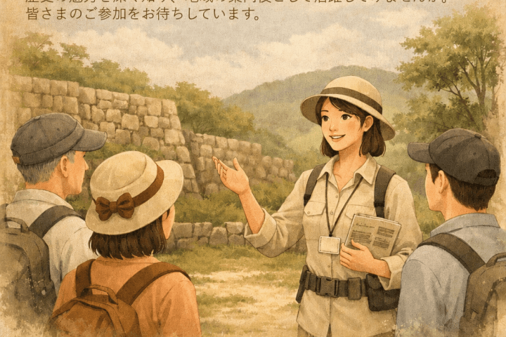 第1回鳥取市観光ガイド養成講座(鳥取城跡エリア)参加者募集中!市民が歴史や文化を学ぶ機会を広げることで、地域の観光ガイド人材を増やし、地域全体のおもてなし力を高めることを目指すため、観光ガイド養成講座を6月27日(土)に開催します。 受講後は、可能な範囲で実際の観光ガイドとして活動していただくことを目標としています。第1回は鳥取城跡エリア。皆さまのご参加をお待ちしています。